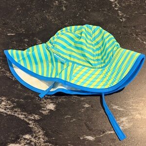 Sundry Kids Striped Sun Hat in Teal and Lime